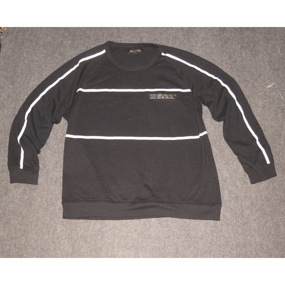 INC International Black White Striped Long Sleeve Shirt Men XXL Pre-owned